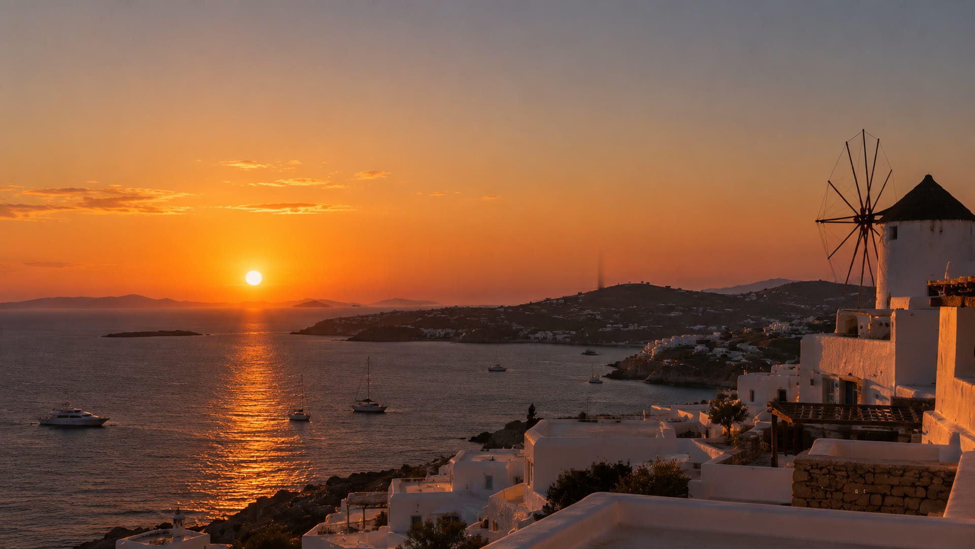 Pôr do sol sobre o mar mediterrâneo